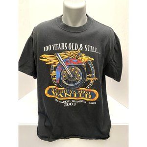 Vintage Harley Davidson T Shirt Size L 100 Years Milwaukee Wisconsin Most Wanted